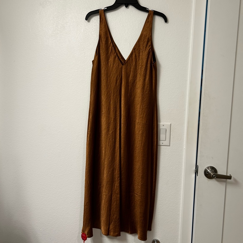 Vince Satin Slip Midi Dress